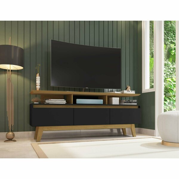 Manhattan Comfort Yonkers 62.99 TV Stand, Black and Cinnamon 233BMC82